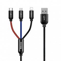 CABLE USB 3IN1 1.2M 3.5A BASEUS CAMLT-BSY01 BLACK