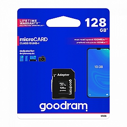 MEMORY CARD GOODRAM MICRO SD 128GB WITH ADAPTER 10 CLASS UHS I M1AA-1280R12