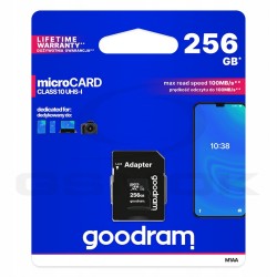 MEMORY CARD GOODRAM MICRO SD 256GB WITH ADAPTER 10 CLASS UHS I M1AA-2560R12
