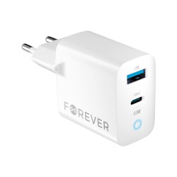 TRAVEL CHARGER FOREVER TC-06-45AC PD 45W USB + USB-C WHITE