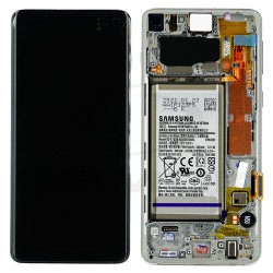 LCD Display SAMSUNG G973 GALAXY S10 PRISM WHITE WITH BATTERY GH82-18841B ORIGINAL SERVICE PACK