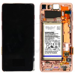 LCD Display SAMSUNG G973 GALAXY S10 PINK WITH BATTERY GH82-18841D ORIGINAL SERVICE PACK