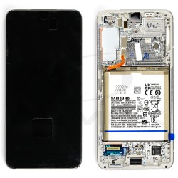 LCD Display SAMSUNG S901 GALAXY S22 5G PHANTOM WHITE WITH FRAME AND BATTERY GH82-27518B ORIGINAL SERVICE PACK