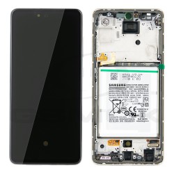 LCD Display SAMSUNG A525 A526 GALAXY A52 WHITE WITH FRAME AND BATTERY GH82-25229D GH82-25230D ORIGINAL SERVICE PACK