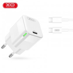TRAVEL CHARGER XO CE06 PD 30W USB-C + USB-C CABLE WHITE
