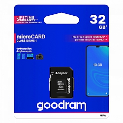 MEMORY CARD GOODRAM MICRO SD 32GB WITH ADAPTER 10 CLASS UHS I M1AA-0320R12