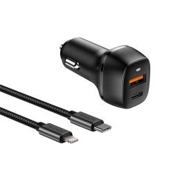 CAR CHARGER NOVANL POWERDRIVE ELITE USB + CABLE USB-C TO LIGHTNING 38W BLACK