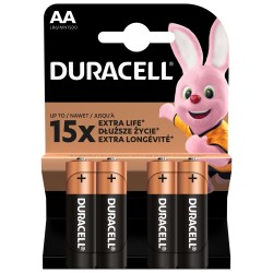 ALKALINE BATTERIES DURACELL AA LR6 1.5V 4 PCS