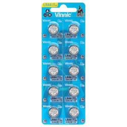 ALKALINE BATTERIES VINNIC G13 AG13 L1154 LR44 A76 1.5V 10 PCS BLISTER