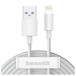 CABLE USB LIGHTNING 2.4A 1.5M BASEUS SIMPLE WISDOM TZCALZJ-02 WHITE SET 2 PCS
