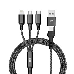 CABLE 4IN1 USB USB-C TO MICRO USB LIGHTNING USB-C 2.4A 12W 1.2M BLUE STAR CAFULE C172 BLACK