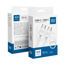 CABLE USB-C TO USB-C 6A 60W 1M BLUE STAR Q28 QC4.0 WHITE
