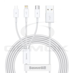 CABLE USB 3IN1 LIGHTNING + USB-C + MICRO USB 1.5M 3.5A BASEUS SUPERIOR CAMLTYS-02 WHITE