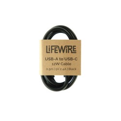 CABLE USB TO USB-C 2.4A 12W 0.5M BLACK BULK