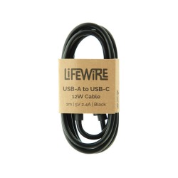 CABLE USB TO USB-C 2.4A 12W 1M BLACK BULK