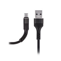 CABLE USB TO USB-C MAXLIFEMXUC-01 BLACK NYLON 2A 1M