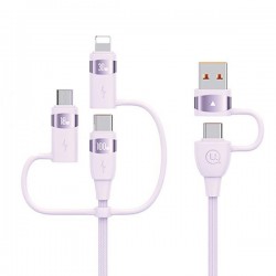 CABLE USB USB-C USAMS U85 USB-C MICRO USB LIGHTNING 100W 1.2M PD FAST CHARGE PURPLE