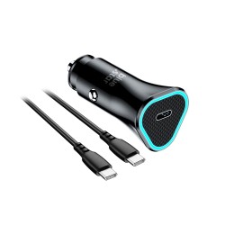 CAR CHARGER BLUE STAR USB-C QC3.0 PD AFC 3A 20W + CABLE USB-C TO USB-C BLACK