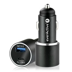 CAR CHARGER EVERACTIVE USB USB-C CC-20Q QC 36W BLACK