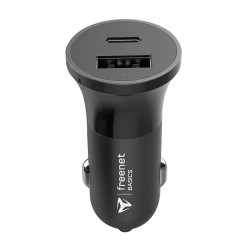 CAR CHARGER FREENET BASICS USB-A USB-C 27W BLACK