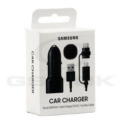 CAR CHARGER SAMSUNG DUAL USB 15W EP-L1100WBEGEU BLACK ORIGNAL BOX