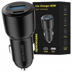 CAR CHARGER SPACECASE USB + USB-C 60W C60AC-11 BLACK