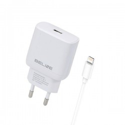 TRAVEL CHARGER 30W USB-C BELINE U66 + LIGHTNING CABLE  PD 3.0 GAN WHITE