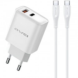 TRAVEL CHARGER AWEI PD81 USB + USB-C PD20W + QC3.0 + LIGHTNING CABLE TRAVEL CHARGER AWEI PD81 USB + USB-C PD20W + QC3.0 + LIGHTNING CABLE