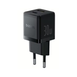 TRAVEL CHARGER BASEUS PALM USB-A USB-C 30W P1011160A113-00 BLACK TRAVEL CHARGER BASEUS PALM USB-A USB-C 30W P1011160A113-00 BLACK