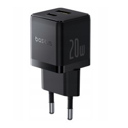 TRAVEL CHARGER BASEUS PALM USB + USB-C 20W P10111608113-00 BLACK TRAVEL CHARGER BASEUS PALM USB + USB-C 20W P10111608113-00 BLACK