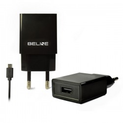 TRAVEL CHARGER BELINE 1A USB + CABLE MICRO USB U03 BLACK