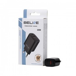 TRAVEL CHARGER BELINE USB USB-C 30W PD 3.0 QC 3.0 BLACK