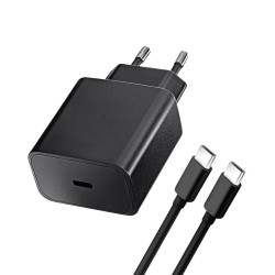 TRAVEL CHARGER BLUE STAR USB-C QC4.0 PD 3A 20W + CABLE USB-C TO USB-C TFB-TC-20WPD BLACK