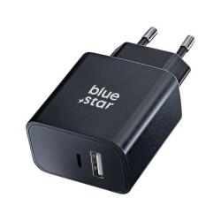 TRAVEL CHARGER BLUE STAR USB C + USB A QC4.0 PD 3A 25W TFB-TC-25WPD BLACK