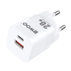 TRAVEL CHARGER BWOO CDA156 20W USB + USB-C PD WHITE