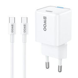 TRAVEL CHARGER BWOO GAN 30W USB-C + CABLE USB-C TO USB-C 60W CDA211 C-C WHITE