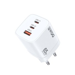 TRAVEL CHARGER BWOO GAN USB + 2XUSB-C 65W CDA147 WHITE