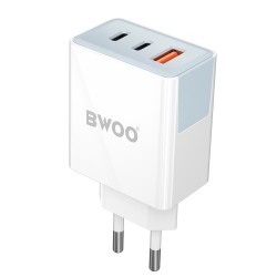 TRAVEL CHARGER BWOO USB + 2XUSB-C 40W CDA133 WHITE