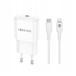 TRAVEL CHARGER FOREVER TC-01-20C PD 20W USB-C + CABLE USB-C DO LIGHTNING WHITE