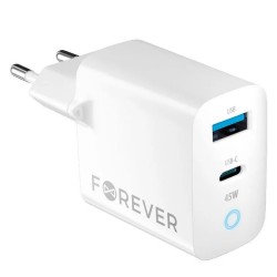 TRAVEL CHARGER FOREVER TC-06-45AC PD 45W USB + USB-C WHITE
