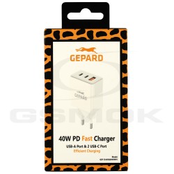 TRAVEL CHARGER GEPARD 40W  2 X USB-C +USB A
