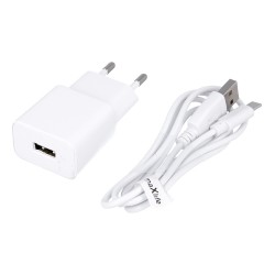 TRAVEL CHARGER MAXLIFE 1A USB + DETACHABLE USB-C CABLE WHITE