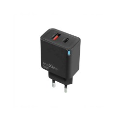 TRAVEL CHARGER MAXLIFE MXTC-09-30AC PD 30W USB + USB-C BLACK TRAVEL CHARGER MAXLIFE MXTC-09-30AC PD 30W USB + USB-C BLACK