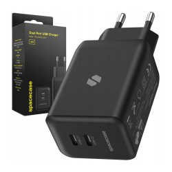 TRAVEL CHARGER SPACECASE 2X USB-C 45W GAN SC006B BLACK