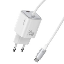 USAMS JC SERIES CC261 2XUSB-C 20W GAN MINI FAST CHARGER WHITE
