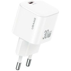USAMS JO SERIES CC262 USB-C WALL CHARGER + USB-C TO USB-C CABLE 30W 1M WHITE