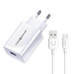 USAMS T22 USB-A WALL CHARGER + USB-C CABLE 18W 3A 1M WHITE