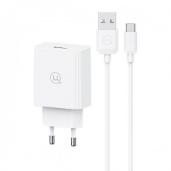 TRAVEL CHARGER USB-A 18W USAMS + CABLE MICRO USB SCXLTZ01 WHITE 