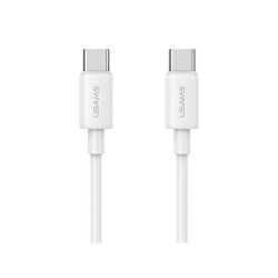 TRAVEL CHARGER USB-C USAMS T65 20W US-CC226 + CABLE USB-C TO USB-C 60W US-SJ711 OYXLTZ01 WHITE 