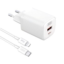 TRAVEL CHARGER  XO L96 18W QC USB-C + CABLE USB-C TO LIGHTNING WHITE